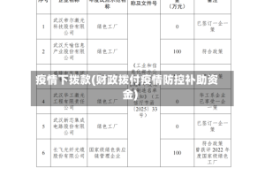 疫情下拨款(财政拨付疫情防控补助资金)